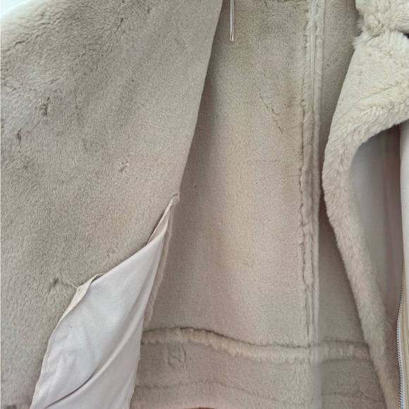 Zara Cream Faux Fur Moto Jacket - Picture 7 of 14